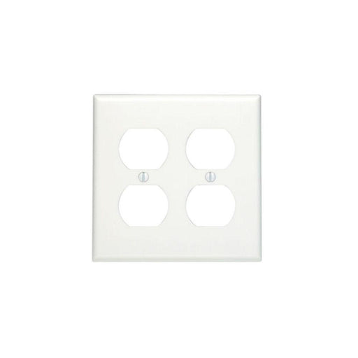 88016 - 88016 Leviton 2-Gang Duplex Device Receptacle Wallplate, Standard Size, Thermoset, Device Mount - White - American Copper & Brass - LEVITON INC ELECTRICAL BOXES AND COVERS