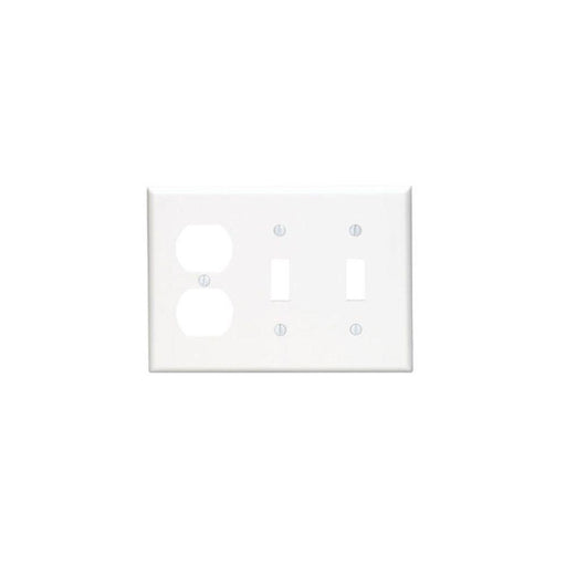 88021 - 88021 Leviton 3-Gang 2-Toggle 1-Duplex Device Combination Wallplate, Standard Size, Thermoset, Device Mount - White - American Copper & Brass - LEVITON INC ELECTRICAL BOXES AND COVERS