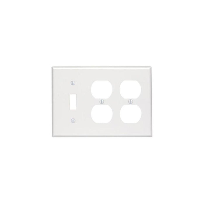 88047 - 88047 Leviton 3-Gang 1-Toggle 2-Duplex Device Combination Wallplate, Standard Size, Thermoset, Device Mount - White - American Copper & Brass - LEVITON INC ELECTRICAL BOXES AND COVERS
