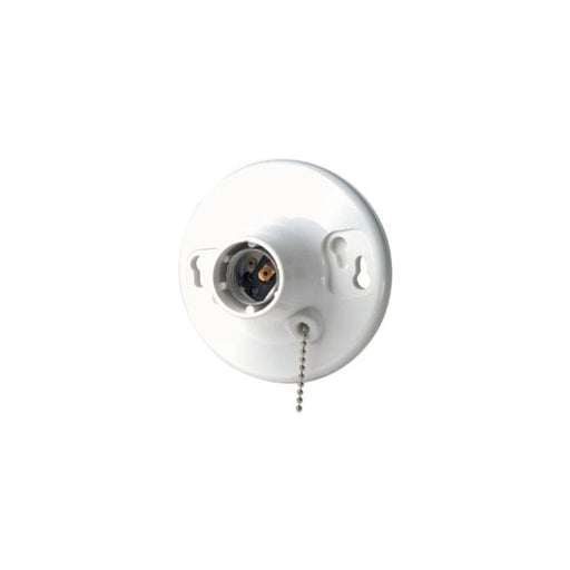 8827-CW4 - 8827-CW4 Leviton 660W/250V Medium Base One-Piece Urea Outlet Box Mount Incandescent Lampholder, Pull Chain, Single Circuit, 2 Screws with Captive Clamps, Top Wired - White - American Copper & Brass - LEVITON INC LIGHTING AND LIGHTING CONTROLS