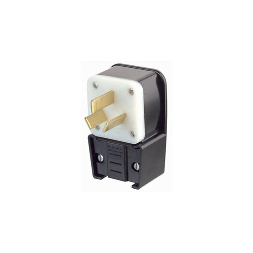 9450P - 9450P Leviton 50 Amp, 125/250 Volt, NEMA 10-50P, 3P, 3W, Plug, Straight Blade, Industrial Grade, Non-Grounding, Angle - Black - American Copper & Brass - LEVITON INC WIRING DEVICES