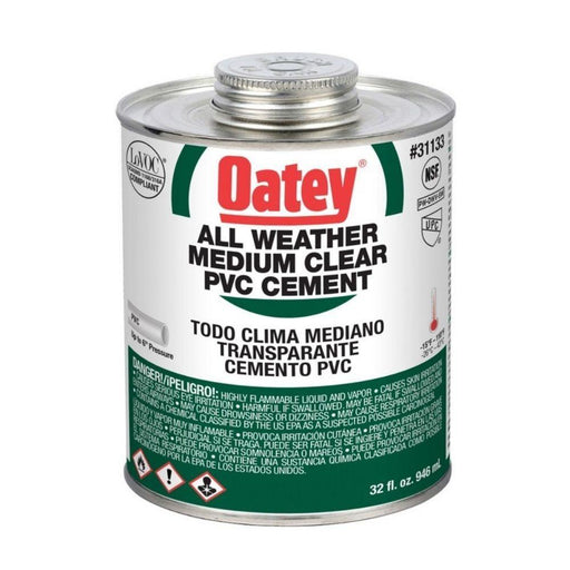 A3113-32 - 31133 OATEY All Weather PVC Cement, Medium, Clear, 32 oz. - American Copper & Brass - OATEY S.C.S. CHEMICALS