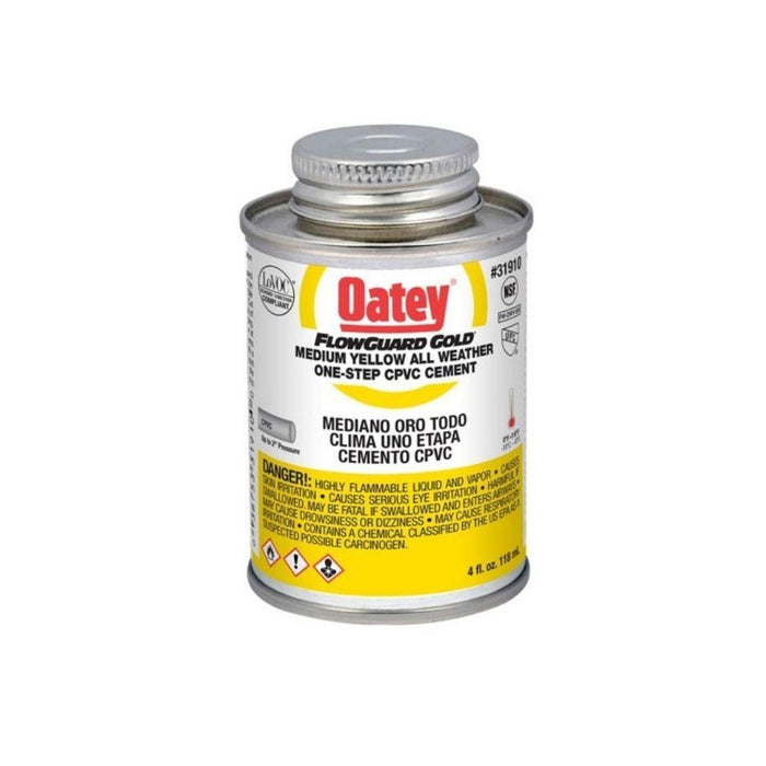 A3190-4 - 31910 OATEY CPVC All Weather Flowguard Gold® 1-Step Yellow Cement, 4 oz. - American Copper & Brass - OATEY S.C.S. CHEMICALS