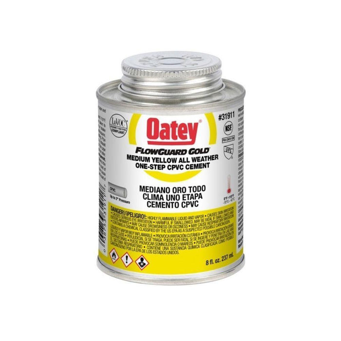 A3191-8 - 31911 OATEY CPVC All Weather Flowguard Gold® 1-Step Yellow Cement, 8 oz. - American Copper & Brass - OATEY S.C.S. CHEMICALS