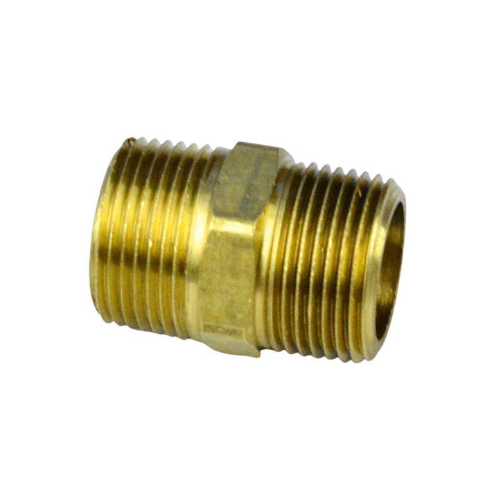 AB122EE - 122-6 3/8" X 3/8" Hex Brass Nipple - American Copper & Brass - ACME PARTS INC BRASS FITTINGS
