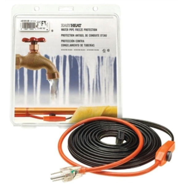Easy Heat AHB115A Pipe Heating Cable - 15 Ft, 120V, 7 Watts/ft With Thermostat | Prevents Freezing Down To -40°F
