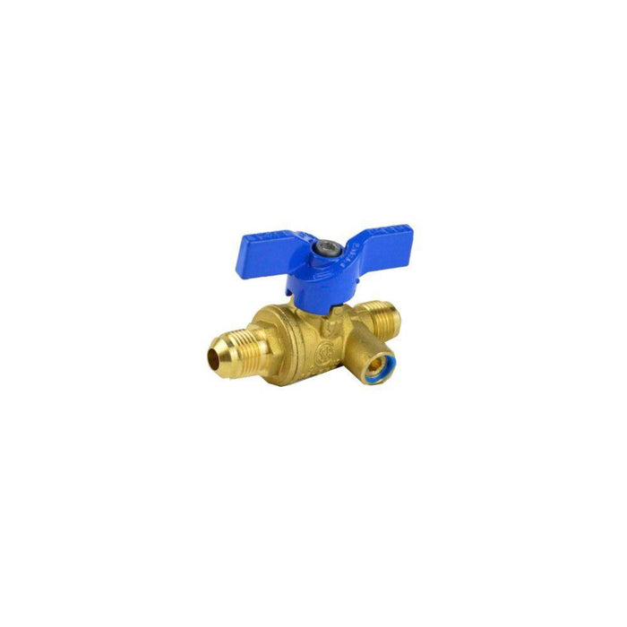 1/2" FLARE X 1/2" FLARE GAS BALL VALVE WITH SIDE TAP-JOMAR 600 WOG