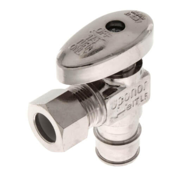 BVCR03 - 1/4" Comp X 1/2" F1960 PEX (Wirsbo) Brass Angle Ice Maker Valve - Ball Type Chrome Supply Stop - American Copper & Brass - ELITE STOPS