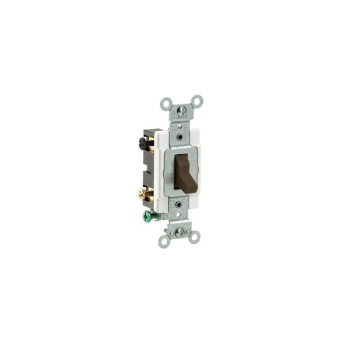 CS4152 - CS415-2 Leviton 15 Amp, 120/277 Volt, Toggle 4-Way AC Quiet Switch, Commercial Spec Grade, Grounding, Side Wired - Brown - American Copper & Brass - LEVITON INC WIRING DEVICES