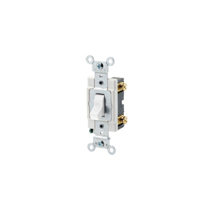 CSB115W - CSB1-15W Leviton 15 Amp, 120/277 Volt, Toggle Single-Pole AC Quiet Switch, Commercial Spec Grade, Grounding, Back & Side Wired - White - American Copper & Brass - LEVITON INC WIRING DEVICES