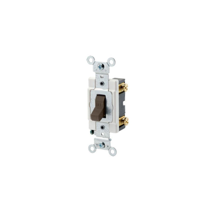 CSB115 - CSB1-15 Leviton 15 Amp, 120/277 Volt, Toggle Single-Pole AC Quiet Switch, Commercial Spec Grade, Grounding, Back & Side Wired - Brown - American Copper & Brass - LEVITON INC WIRING DEVICES