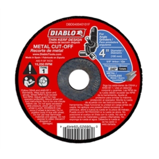 DBD040040101F - DIABLO 4" X 5/8 METAL CUT OFF WHEEL - American Copper & Brass - ORGILL INC TOOLS