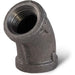 M-125U - 3 BLK 45 ELBOW - American Copper & Brass - USD Products MALLEABLE FITTINGS