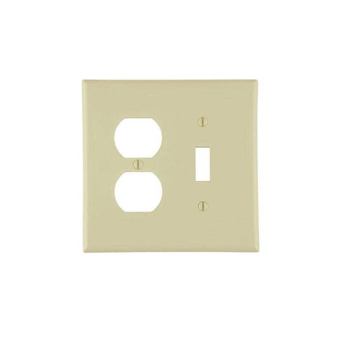 PJ18-I - PJ18-I Leviton 2-Gang 1-Toggle 1-Duplex Device Combination Wallplate, Midway Size, Thermoplastic Nylon, Device Mount - Ivory - American Copper & Brass - LEVITON INC ELECTRICAL BOXES AND COVERS