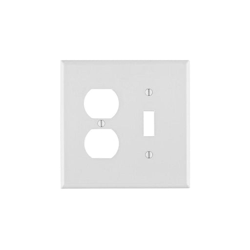 PJ18-W - PJ18-W Leviton 2-Gang 1-Toggle 1-Duplex Device Combination Wallplate, Midway Size, Thermoplastic Nylon, Device Mount - White - American Copper & Brass - LEVITON INC ELECTRICAL BOXES AND COVERS