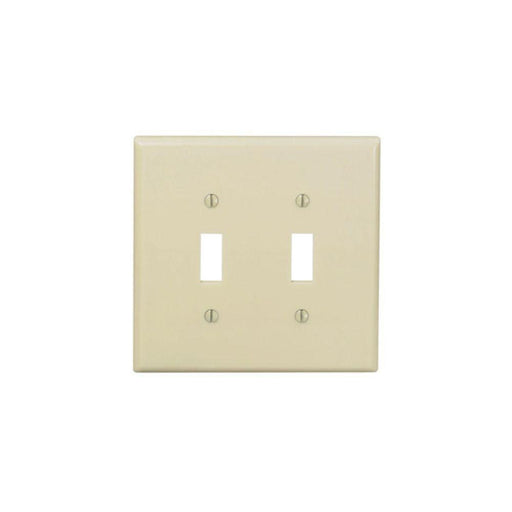 PJ2-I - PJ2-I Leviton 2-Gang Toggle Device Switch Wallplate, Midway Size, Thermoplastic Nylon, Device Mount - Ivory - American Copper & Brass - LEVITON INC ELECTRICAL BOXES AND COVERS