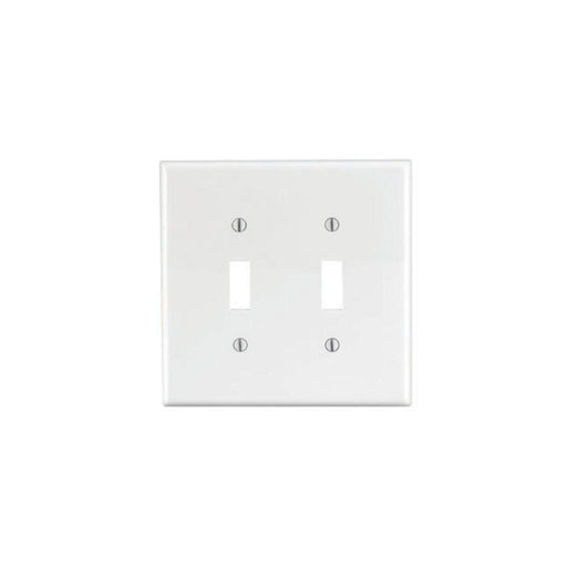 PJ2-W - PJ2-W Leviton 2-Gang Toggle Device Switch Wallplate, Midway Size, Thermoplastic Nylon, Device Mount - White - American Copper & Brass - LEVITON INC ELECTRICAL BOXES AND COVERS