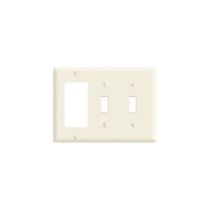 PJ226W - PJ226-W Leviton 3-Gang 2-Toggle 1-Decora/GFCI Device Combination Wallplate, Midway Size, Thermoplastic Nylon, Device Mount - White - American Copper & Brass - LEVITON INC ELECTRICAL BOXES AND COVERS