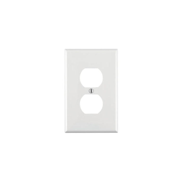 PJ8-W - PJ8-W Leviton 1-Gang Duplex Device Receptacle Wallplate, Midway Size, Thermoplastic Nylon, Device Mount - White - American Copper & Brass - LEVITON INC ELECTRICAL BOXES AND COVERS