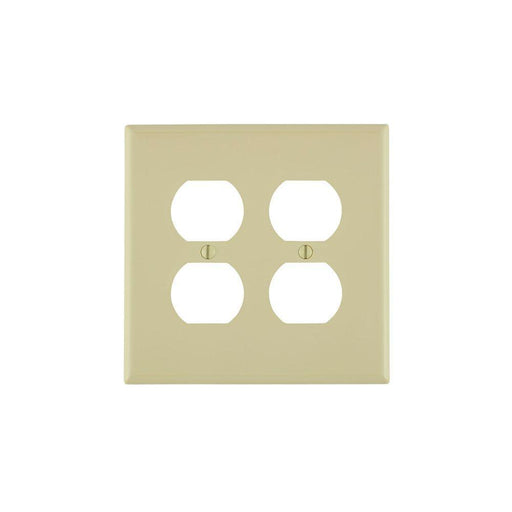 PJ82-I - PJ82-I Leviton 2-Gang Duplex Device Receptacle Wallplate, Midway Size, Thermoplastic Nylon, Device Mount - Ivory - American Copper & Brass - LEVITON INC ELECTRICAL BOXES AND COVERS