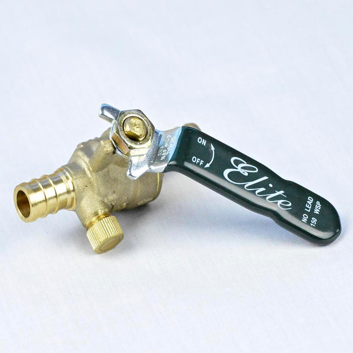 1/2" PEX X PEX Forged Brass Standard Port Ball Valve with Waste, Lead Free