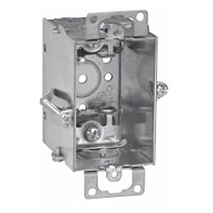 TP179 Eaton Crouse-Hinds Switch Box, (1) 1/2", Hold-Tite, 2, AC/MC Clamps, 2-1/2", Steel, Ears, Gangable, 12.5 Cubic Inch Capacity