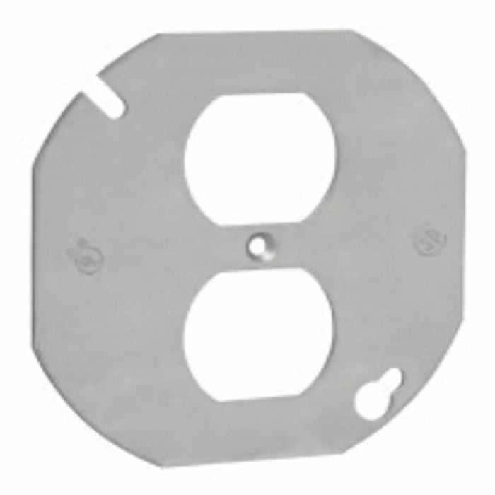 TP336 Eaton Crouse-Hinds Octagon Box Cover, 4", Steel, Flat, For Duplex Receptacle