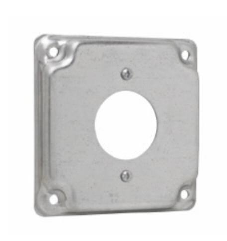 TP507 - TP507 Eaton Crouse-Hinds Square Surface Cover, 4", Raised Surface, Steel, For one 20 amp single receptacle 1-19/32" diameter, 5.5 Cubic Inch Capacity - American Copper & Brass - CROUSE-HINDS ELECTRICAL BOXES AND COVERS