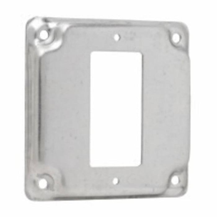 TP513 Eaton Crouse-Hinds Square Surface Cover, 4", Raised Surface, Steel, For one GFCI receptacle, 5.5 Cubic Inch Capacity