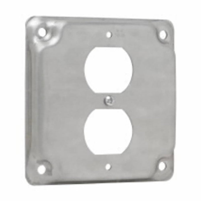 TP516 Eaton Crouse-Hinds Square Surface Cover, 4", Raised Surface, Steel, For one duplex receptacle, 5.5 Cubic Inch Capacity