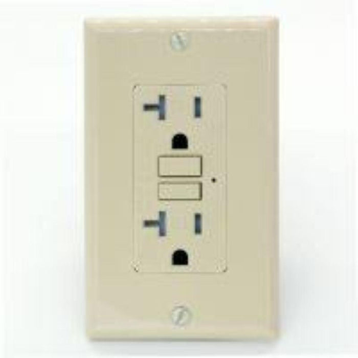 UYL201I - 20 AMP IVORY GFI RECEPTICAL - American Copper & Brass - ORGILL INC ELECTRICAL BOXES AND COVERS