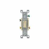 1453-2I Leviton 15 Amp, 120 Volt, Toggle Framed 3-Way AC Quiet Switch, Residential Grade, Grounding, Quickwire Push-In & Side Wired - Ivory