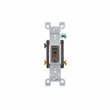 1453-2 Leviton 15 Amp, 120 Volt, Toggle Framed 3-Way AC Quiet Switch, Residential Grade, Grounding, Quickwire Push-In & Side Wired - Brown