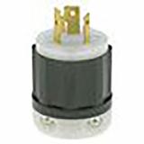 2611 Leviton Locking Plug, 30 Amp, 125 Volt, Industrial Grade - Black & White