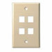 41080-4IP - 4 PORT- KEYSTONE WALL PLATE- STANDARD SINGLE GANG, UL - IVORY - American Copper & Brass - STRUCTURED CABLE PRODUCT DATACOM