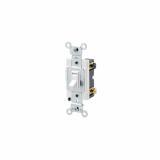 545042W - 54504-2W Leviton 15 Amp, 120/277 Volt, Toggle Framed 4-Way AC Quiet Switch, Commercial Spec Grade, Grounding, Side Wired - White - American Copper & Brass - LEVITON INC WIRING DEVICES