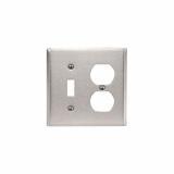 84005 - 84005 Leviton 2-Gang 1-Toggle 1-Duplex Device Combination Wallplate, Standard Size, 430 Stainless Steel, Device Mount - Stainless Steel - American Copper & Brass - LEVITON INC ELECTRICAL BOXES AND COVERS
