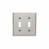 84009 - 84009 Leviton 2-Gang Toggle Device Switch Wallplate, Standard Size, 430 Stainless Steel, Device Mount - Stainless Steel - American Copper & Brass - LEVITON INC ELECTRICAL BOXES AND COVERS