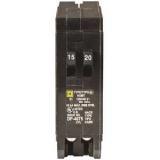 HOMT2015 - HOMT2015CP Square D Homeline Tandem Mini Circuit Breaker, 1 x 1 Pole at 15A, 1 x 1 Pole at 20A, 120/240 VAC, 10 kA AIR, Plug In Mount - American Copper & Brass - ORGILL INC POWER DISTRIBUTION AND ACCESSORIES