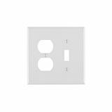 PJ18-W - PJ18-W Leviton 2-Gang 1-Toggle 1-Duplex Device Combination Wallplate, Midway Size, Thermoplastic Nylon, Device Mount - White - American Copper & Brass - LEVITON INC ELECTRICAL BOXES AND COVERS