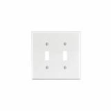 PJ2-W - PJ2-W Leviton 2-Gang Toggle Device Switch Wallplate, Midway Size, Thermoplastic Nylon, Device Mount - White - American Copper & Brass - LEVITON INC ELECTRICAL BOXES AND COVERS