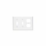 PJ21-W - PJ21-W Leviton Wallplate; 3-Gang, Midway Size, Combination Device; 2 Toggle/1 Duplex outlet opening, High Impact thermoplastic, Device Mount - White - American Copper & Brass - LEVITON INC ELECTRICAL BOXES AND COVERS