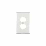 PJ8-W Leviton 1-Gang Duplex Device Receptacle Wallplate, Midway Size, Thermoplastic Nylon, Device Mount - White