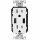 T5632-I - T5632-I Leviton 3.6A USB Type-A/Type-A Wall Outlet Charger with 15A Tamper-Resistant Receptacles - American Copper & Brass - LEVITON INC WIRING DEVICES