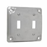 TP508 Eaton Crouse-Hinds Square Surface Cover, 4", Raised Surface, Steel, For two toggle switches, 5.5 Cubic Inch Capacity
